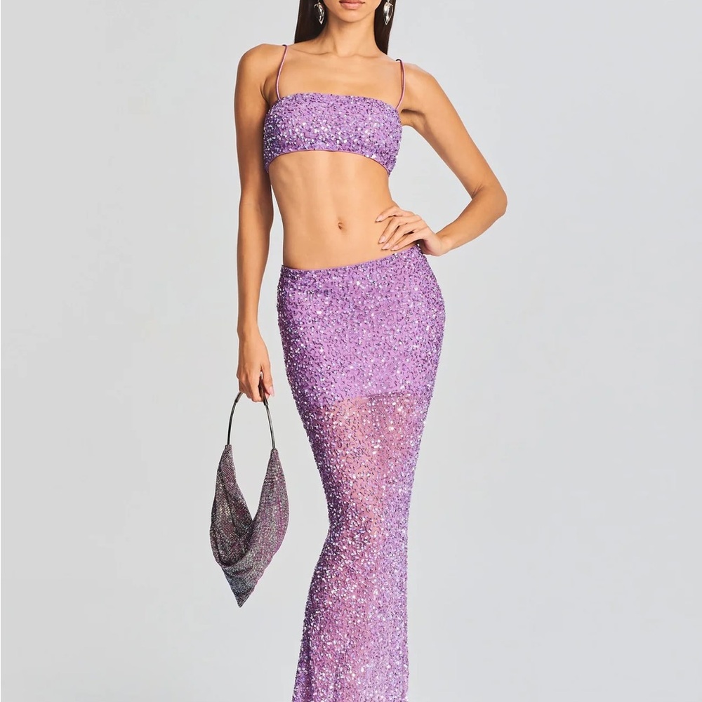 NWT Retrofete Zahara Sequin Skirt set in Orchid Lavender size large